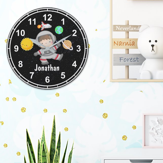 Fun Astronaut in the Space and Planets Large Clock (Creator Uploaded)