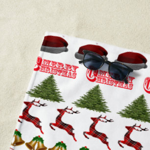 Fun At Christmas Time Pattern, Beach Towel
