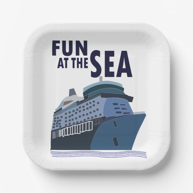 Fun At The Sea Cruise Ship Party Paper Plate (Front)