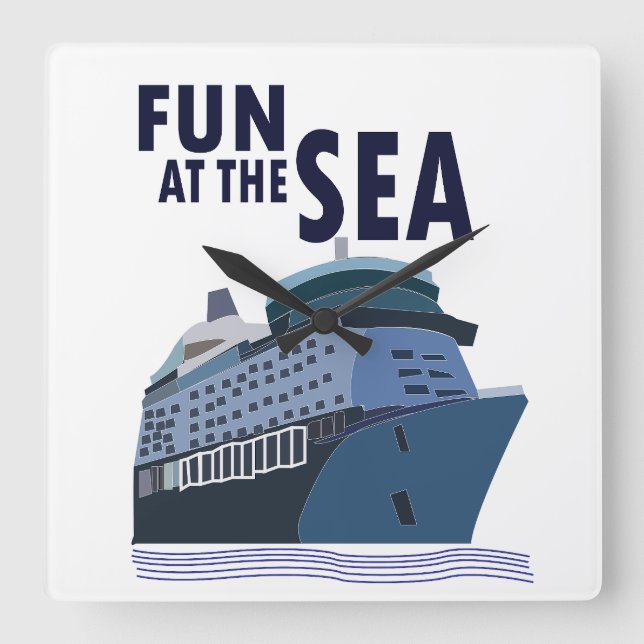 Fun At The Sea Cruise Ship Square Wall Clock (Front)