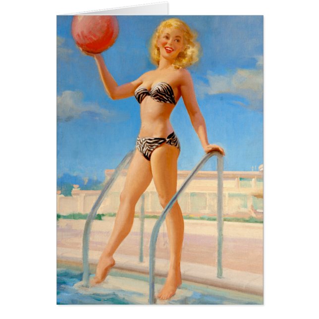 Fun at the Swimming Pool Pin Up (Front)