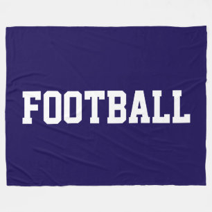 Fun Athletic Bold White FOOTBALL Text On Navy Blue Fleece Blanket
