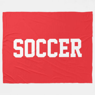 Fun Athletic Bold White SOCCER Text On Bright Red Fleece Blanket