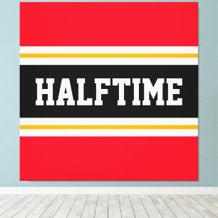 Fun Athletic Bright Red Black HALFTIME Stripes Canvas Print