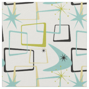 Fun Atomic Squares Stars & Boomerang Mid Century Fabric