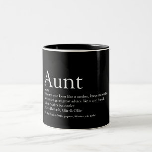 Fun Aunt Definition Saying Black and White Two-Tone Coffee Mug