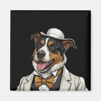 Fun Australian shepherd dog in suit Magnet