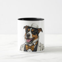 Fun Australian shepherd dog in suit