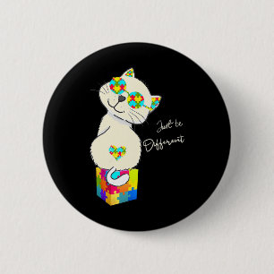 Fun Autism Awareness Cat Wearning Gles Puzzles Pie 6 Cm Round Badge
