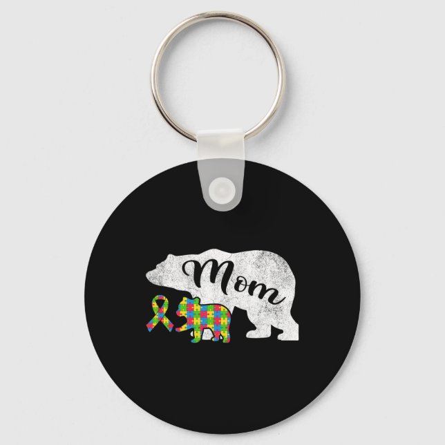 Fun Autism Bear Mum  Key Ring (Front)