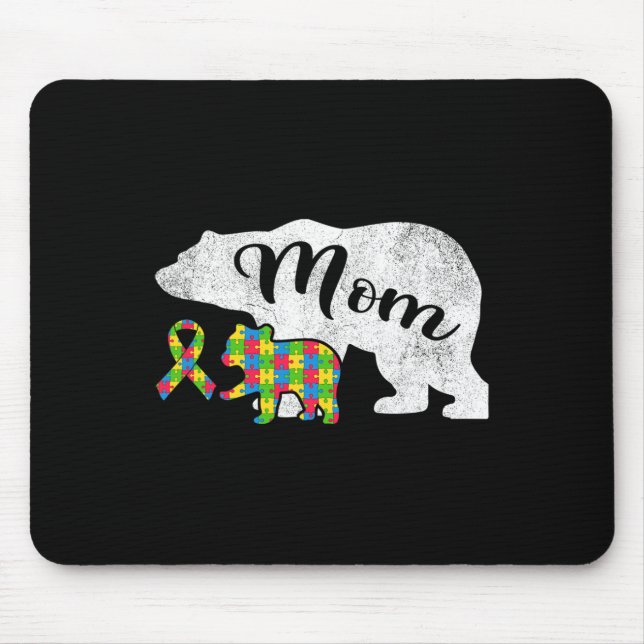 Fun Autism Bear Mum  Mouse Pad (Front)