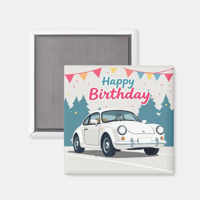 Fun Auto-Themed Happy Birthday Magnet (Front/Back)