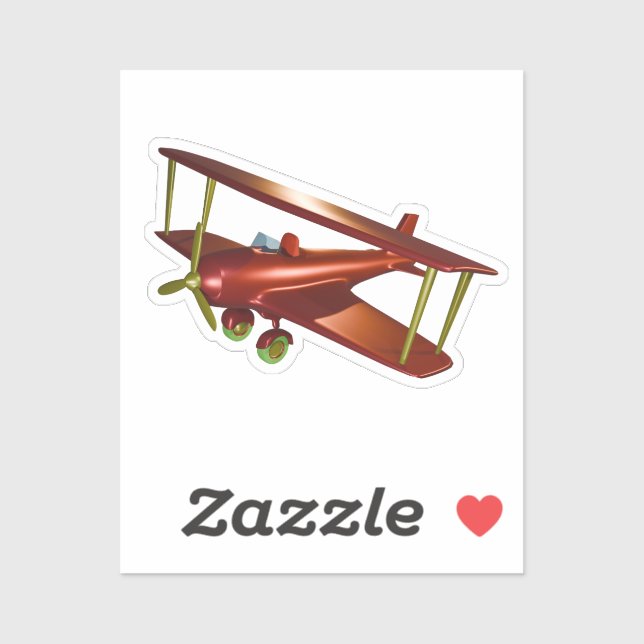 Fun Aviation Red Bi-Plane Aeronautics Sticker (Sheet)