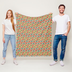 Fun Avocado Half Greenery Pattern Fleece Blanket