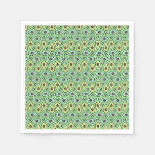 Fun Avocado Half Greenery Pattern Napkin