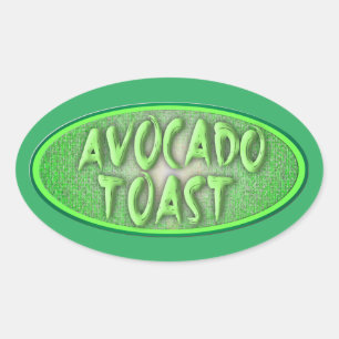 Fun Avocado Toast Love Retro Decal Oval Sticker