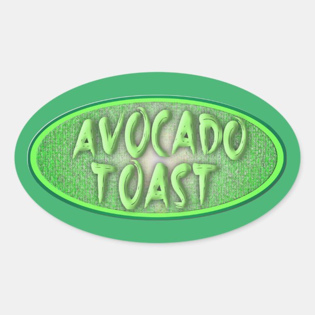 Fun Avocado Toast Love Retro Decal Oval Sticker (Front)
