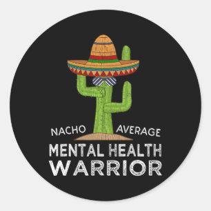 Fun Awareness Mental Health Warrior Classic Round Sticker