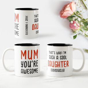 Fun Awesome Mother's Day Daughter Bold Typography Two-Tone Coffee Mug