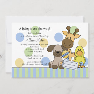 Fun Baby Animals Boy Baby Shower Invitation