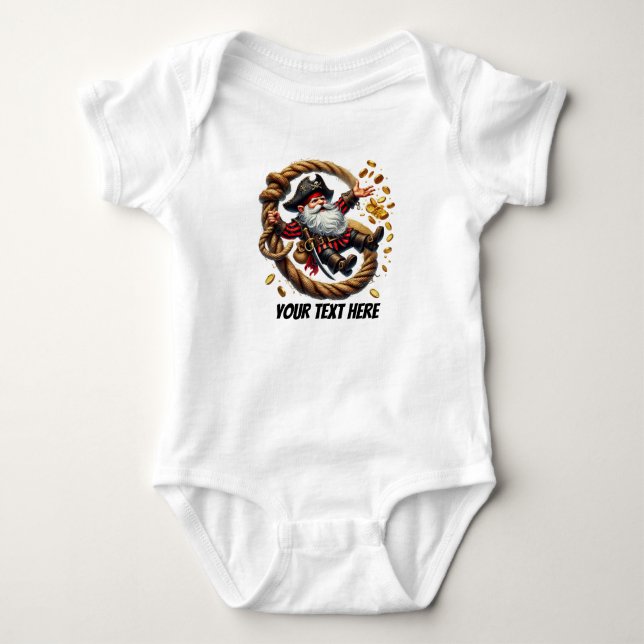 Fun baby boy pirate customisable  bodysuit (Front)