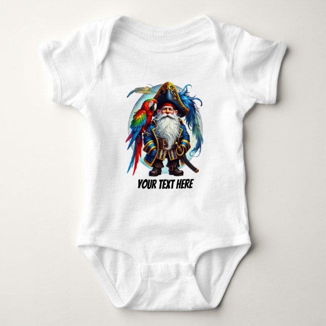Fun baby boy pirate customisable  bodysuit (Front)