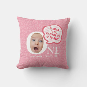 Fun Baby Girl Photo Collage Personaliz Gift Cushion