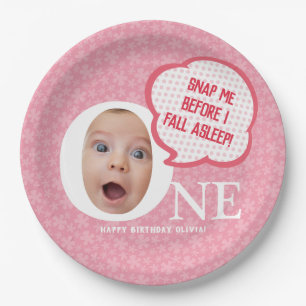 Fun Baby Girl Photo Collage Personaliz Paper Plate