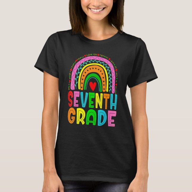 Fun Back To School Rainbow Seventh Grade First Day T-Shirt (Front)