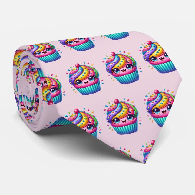 Fun Bakery tiled cupcake pattern  Tie (Rolled)