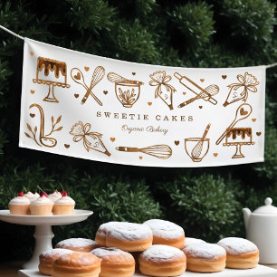 Fun Baking Cooking Utensils Woodgrain Cake Bakery Banner