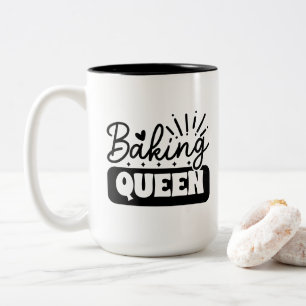 Fun Baking Queen word art Two-Tone Coffee Mug