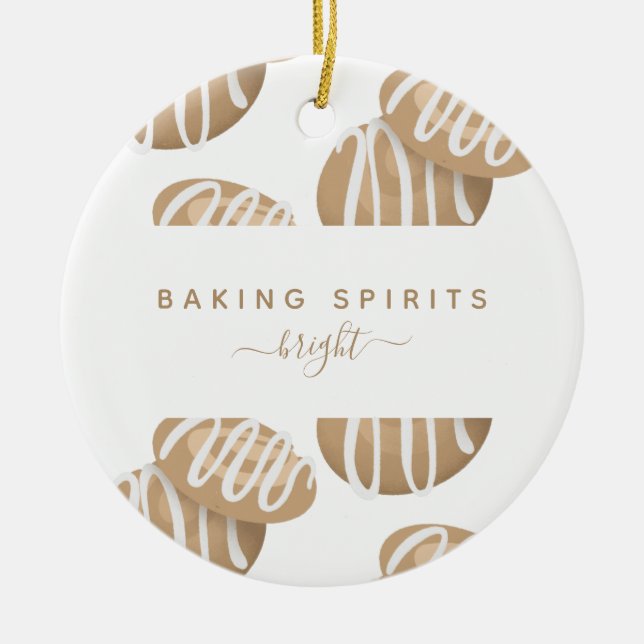 Fun Baking Spirits Bright Christmas Cookies Ceramic Ornament (Front)