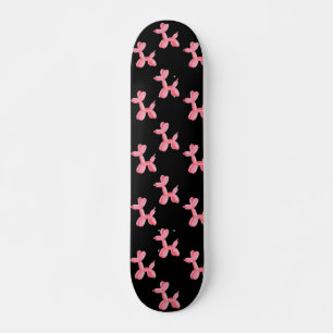 Fun Balloon Dog Pink Black Pattern Skateboard