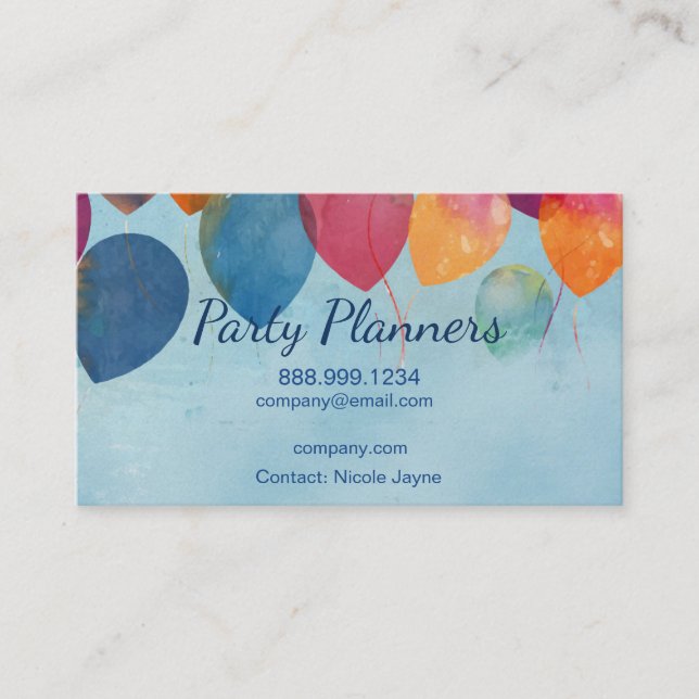 Fun Balloon Party or Event Planners Business Card (Front)