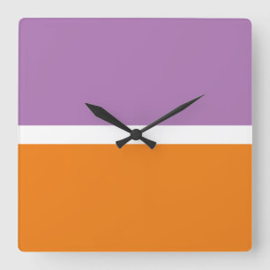 Fun Banded Lavender Purple Orange Colour Blocks Square Wall Clock