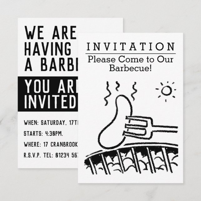 Fun Barbecue Invitation (Front/Back)
