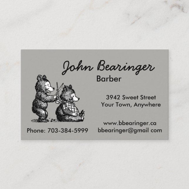 Fun Barber Business Card - Ready to Customise (Front)