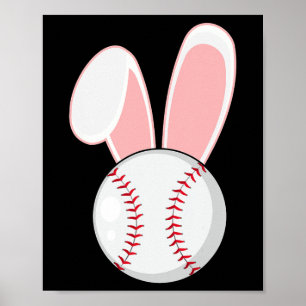Fun Baseball Bunny Easter Kids Boys Toddler  Poster