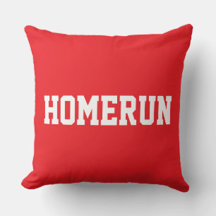Fun Baseball HOMERUN White Text On Bright Red Cushion