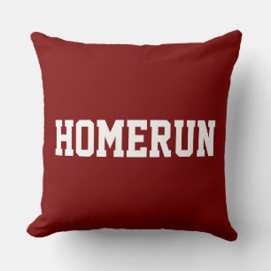 Fun Baseball HOMERUN White Text On Bright Red Cushion
