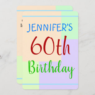 Fun, Basic "60th Birthday" Birthday Invitation