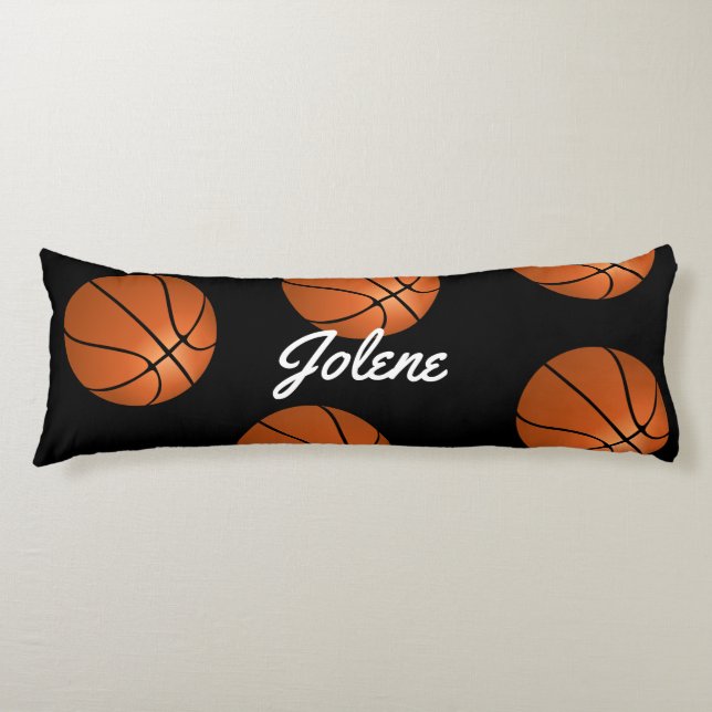 fun basketball add any name or text sports themed body cushion (Front)