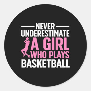 Fun Basketball Art For Girls Youth Teens Basketbal Classic Round Sticker