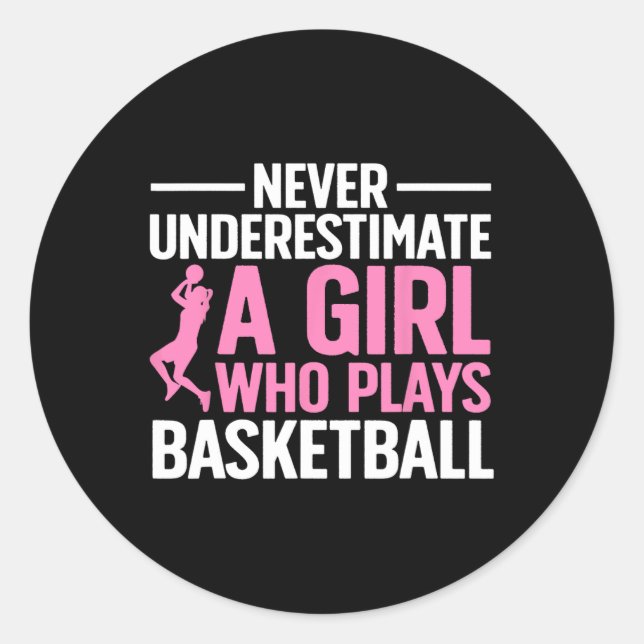 Fun Basketball Art For Girls Youth Teens Basketbal Classic Round Sticker (Front)