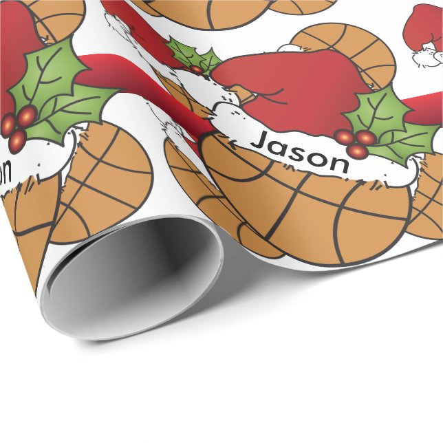 Fun Basketball Christmas | DIY Name Wrapping Paper (Roll Corner)