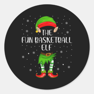 Fun Basketball Elf Xmas Party Matching Family Chri Classic Round Sticker