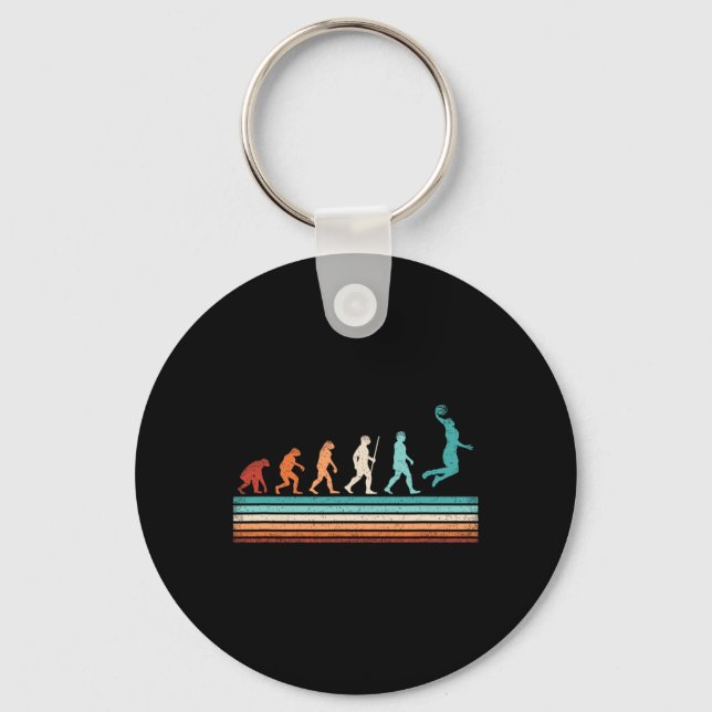 Fun Basketball Evolution Retro Basketball Player  Key Ring (Front)