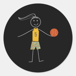 Fun Basketball Girls Basketball Player Classic Round Sticker