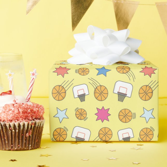 Fun basketball pattern wrapping paper (Birthday Party)